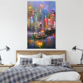 Skyscraper - Abstract schilderen van kleurige kleu Canvas Afdruk (Insitu (Slaapkamer))