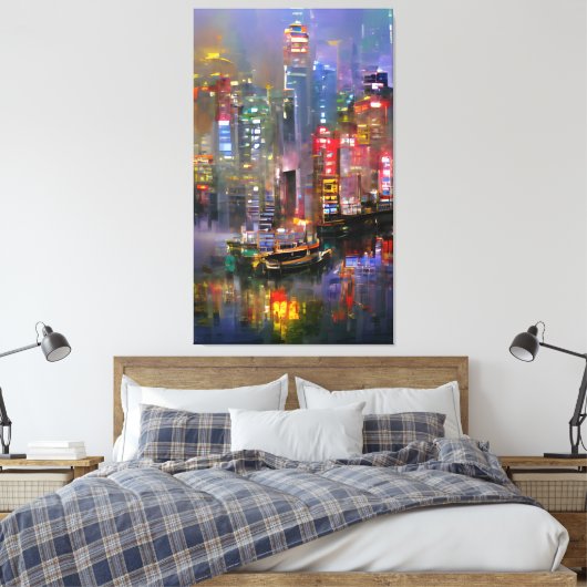 Skyscraper - Abstract schilderen van kleurige kleu Canvas Afdruk (Insitu (Slaapkamer))