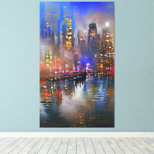 Skyscraper - Abstract schilderen van kleurige kleu Canvas Afdruk (Insitu (Houten vloer))