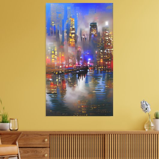 Skyscraper - Abstract schilderen van kleurige kleu Canvas Afdruk (Insitu (Woonkamer))