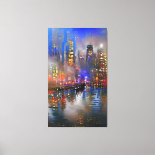 Skyscraper - Abstract schilderen van kleurige kleu Canvas Afdruk