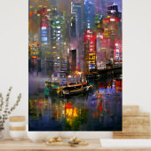 Skyscraper - Abstract schilderen van kleurige kleu Poster (Keuken)