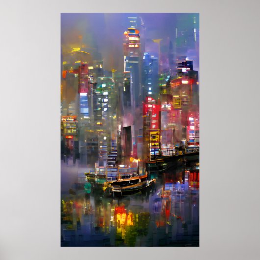 Skyscraper - Abstract schilderen van kleurige kleu Poster (Voorkant)