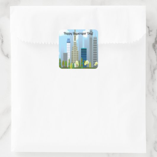 Skyscraper Day Vierkante Sticker (Tas)