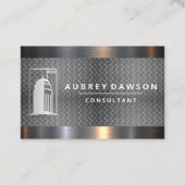 Skyscraper Diamond Plated Steel Metal Trim Visitekaartje (Voorkant)