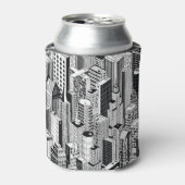 Skyscraper stad illustratie, isometrische naadloze blikjeskoeler (Blikje Voorkant)