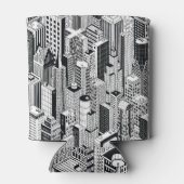 Skyscraper stad illustratie, isometrische naadloze blikjeskoeler (Achterkant)