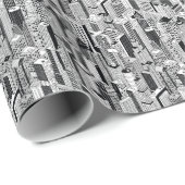 Skyscraper stad illustratie, isometrische naadloze cadeaupapier (Rol Hoek)