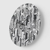 Skyscraper stad illustratie, isometrische naadloze grote klok (Hoek)