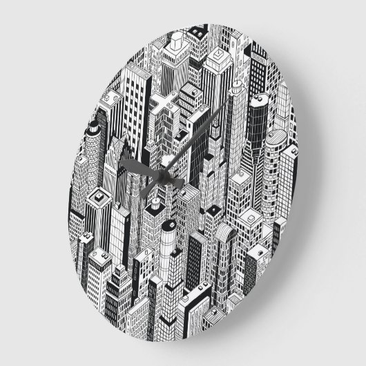 Skyscraper stad illustratie, isometrische naadloze grote klok (Hoek)