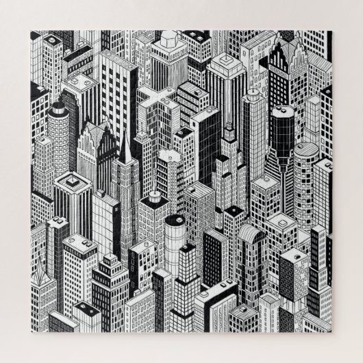 Skyscraper stad illustratie, isometrische naadloze legpuzzel (Verticaal)