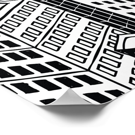 Skyscraper stad illustratie, isometrische naadloze poster (Hoek)