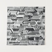 Skyscraper stad illustratie, isometrische naadloze wandkleed (Voorkant (horizontaal))