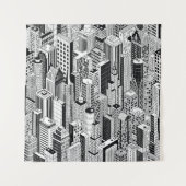 Skyscraper stad illustratie, isometrische naadloze wandkleed (Voorkant)