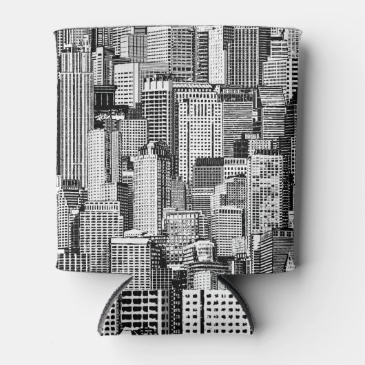 Skyscraper stad isometrische naadloze textuur blikjeskoeler (Voorkant)