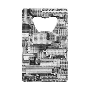 Skyscraper stad isometrische naadloze textuur creditkaart flessenopener