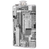 Skyscraper stad isometrische naadloze textuur heupfles (Links)