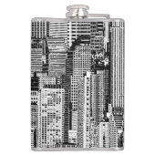 Skyscraper stad isometrische naadloze textuur heupfles (Achterkant)