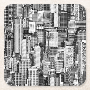 Skyscraper stad isometrische naadloze textuur kartonnen onderzetters