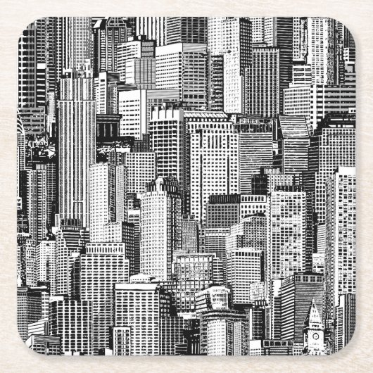 Skyscraper stad isometrische naadloze textuur kartonnen onderzetters (Voorkant)