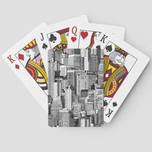 Skyscraper stad isometrische naadloze textuur pokerkaarten (Achterkant)