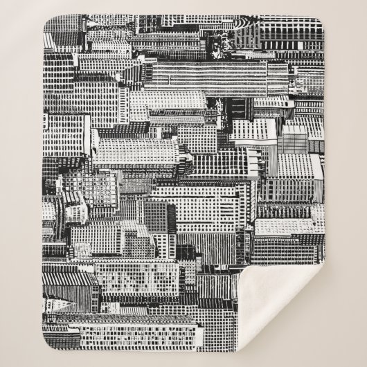 Skyscraper stad isometrische naadloze textuur sherpa deken (Voorkant)