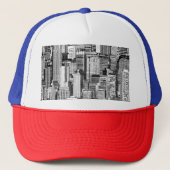 Skyscraper stad isometrische naadloze textuur trucker pet (Voorkant)