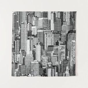 Skyscraper stad isometrische naadloze textuur wandkleed