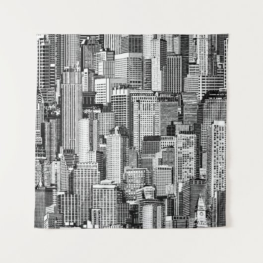 Skyscraper stad isometrische naadloze textuur wandkleed (Voorkant)
