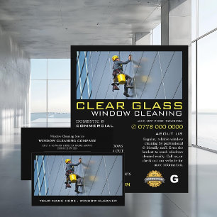 Skyscraper, Windows Cleaner, Reiniging Adverteren Flyer