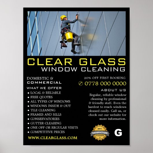 Skyscraper, Windows Cleaner, Reiniging Adverteren Poster (Voorkant)
