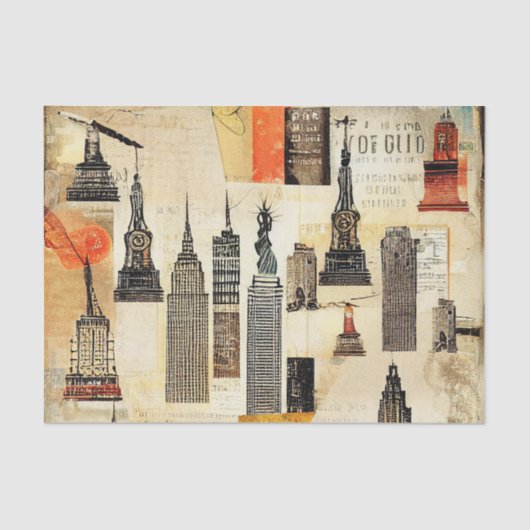 Skyscrapers Cityscape Decoupage Tissue Paper Tissuepapier (Voorkant)