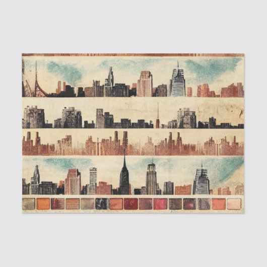  Skyscrapers Cityscape Decoupage Tissuepapier (Voorkant)
