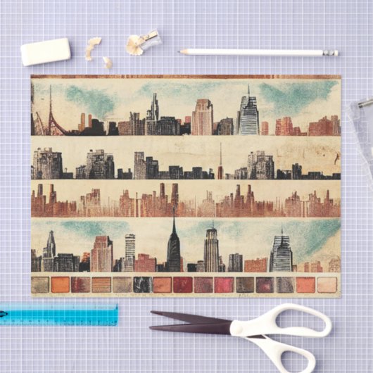  Skyscrapers Cityscape Decoupage Tissuepapier (Craft)