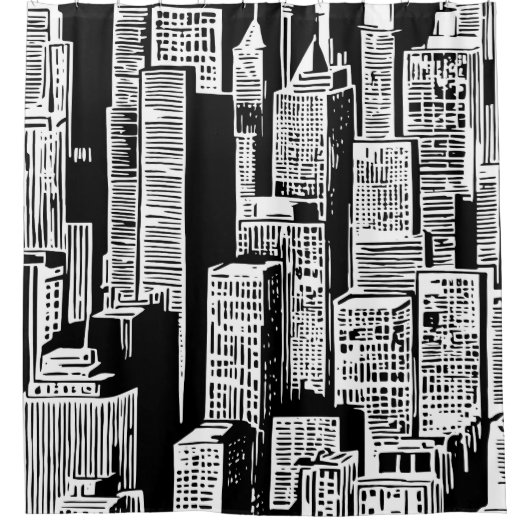 Skyscrapers Douchegordijn (Voorkant)