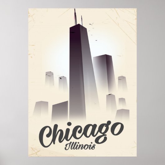 Skyscrapers van Chicago vintage-poster Poster (Voorkant)