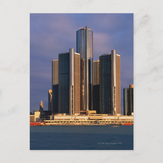 Skyscrapers, water in Detroit 3 Briefkaart (Voorkant)