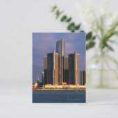 Skyscrapers, water in Detroit 3 Briefkaart (Staand voorkant)