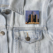 Skyscrapers, water in Detroit 3 Vierkante Button 5,1 Cm (In situ)