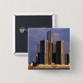 Skyscrapers, water in Detroit 3 Vierkante Button 5,1 Cm (Voorkant /achterkant)