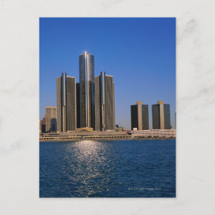 Skyscrapers, water in Detroit Briefkaart