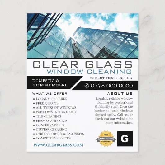 Skyscrapers, Windows Cleaner, Reiniging Adverteren Flyer (Voorkant)