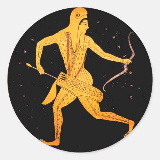 SKYTHIAN ARCHER Tondo Greek Attic Red Figuur Ronde Sticker (Voorkant)