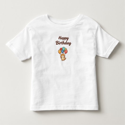 Skyward Birthday Wishes – Kawaii Cat with Balloons Kinder Shirts (Voorkant)