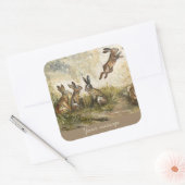 Skyward Fluff Meadow Hare Whimsical Rabbit Family Vierkante Sticker (Envelop)