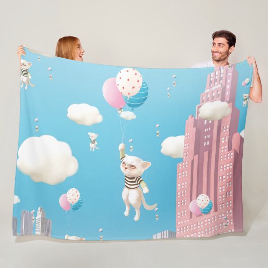 Skyward-gebonden Kittens Fleece Deken (In situ)