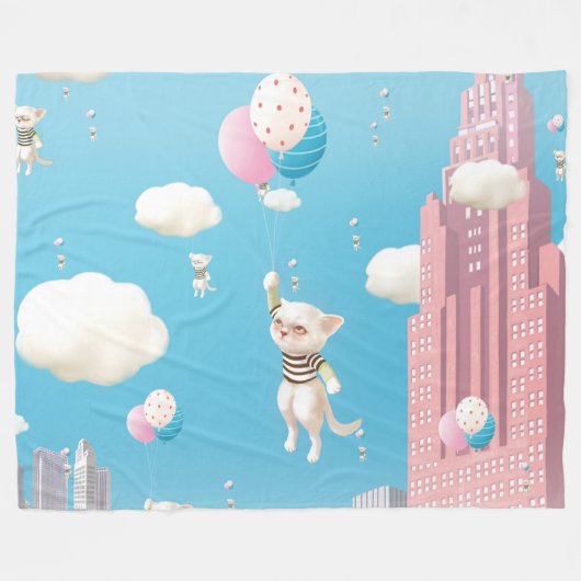 Skyward-gebonden Kittens Fleece Deken (Voorkant (Horizontaal))