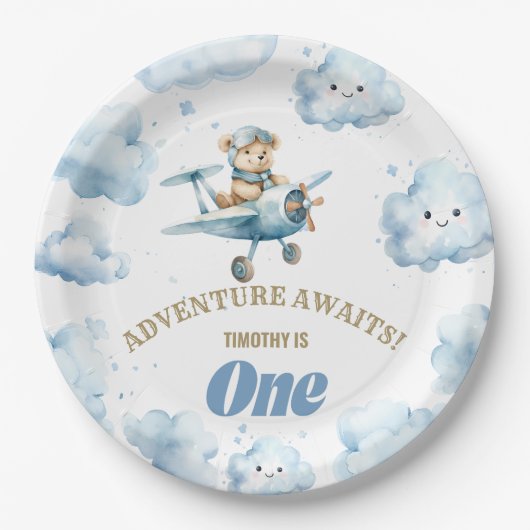 Skyward Soiree van beer: Eerste verjaardagspapier Papieren Bordje (Voorkant)