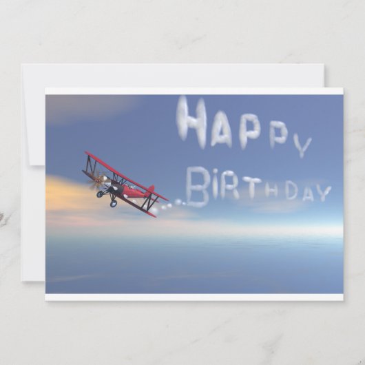 Skywriter Happy Birthday-uitnodiging. Kaart (Voorkant)