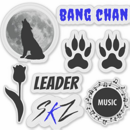 SKZ Bang Chan sticker sheet (zwart x blauw) Versie (Voorkant)